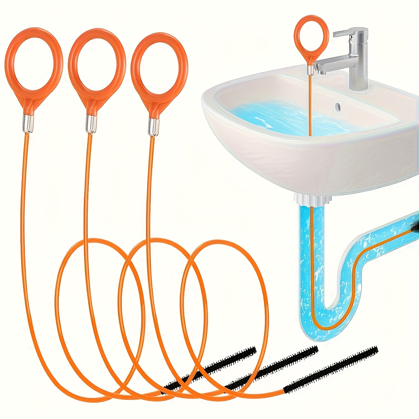 Plumbing Snake Drain - أداة إزالة الشعر من المجاري، مرنة